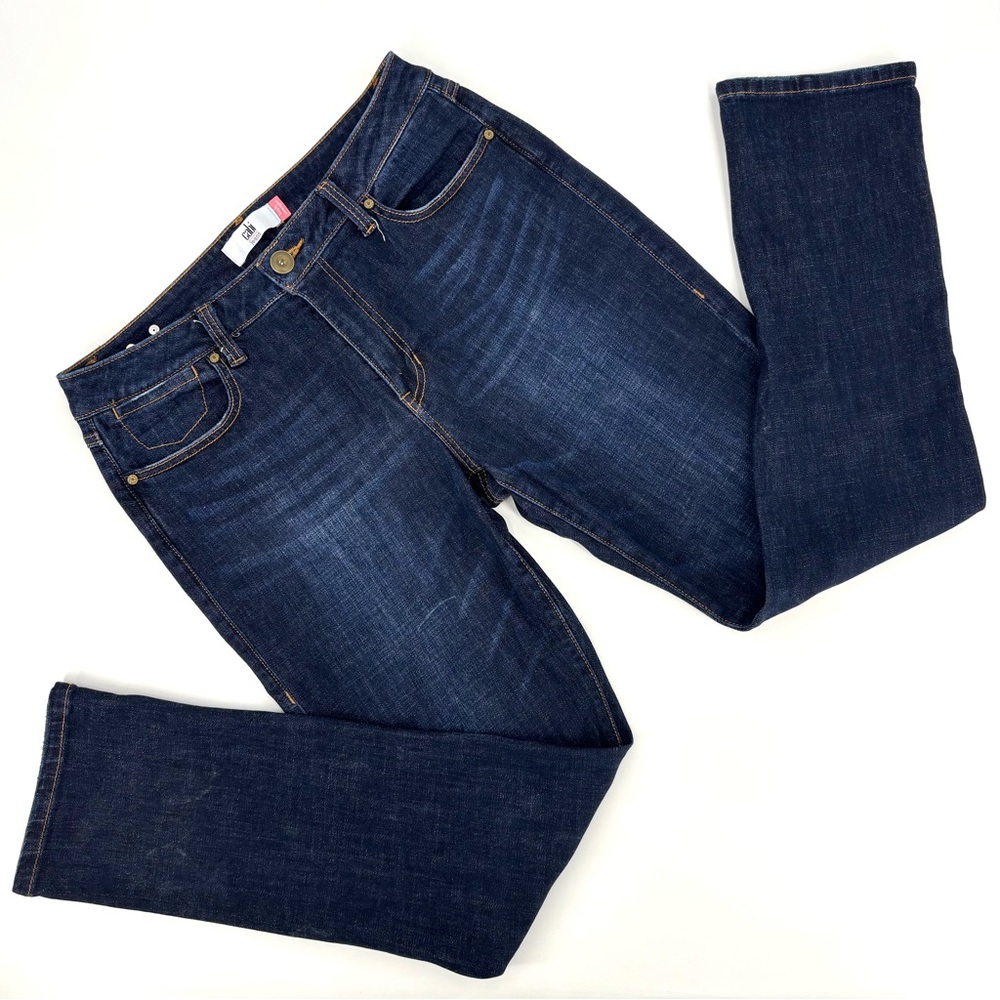 Cabi High Straight # 3386, Dark Blue Wash High Rise Straight Leg Jeans, 10